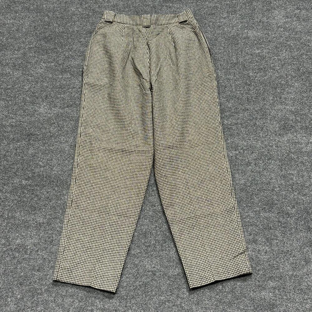 Vintage Savannah Petites Pants Womens Small Houndstooth Pleated Wool Trouser Y2K - Picture 2 of 12